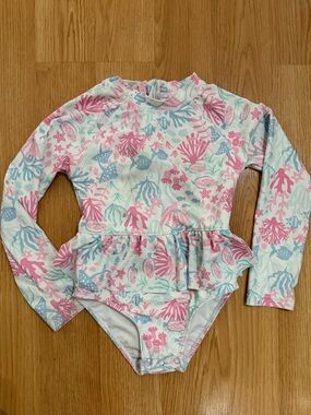 Cynthia Rowley Long-Sleeve Sea Life Rash Guard One-Piece Swimsuit Girls 4T 5T